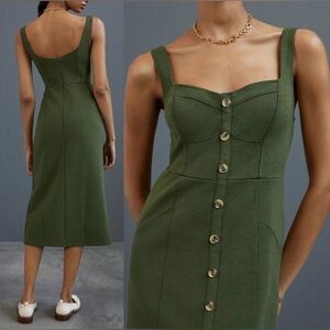 Maeve Knit Midi Dress in Moss Green, 8